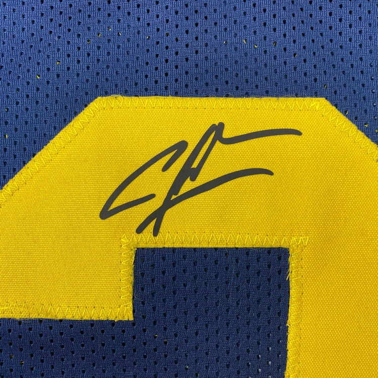Facsimile Autographed Charles Woodson Michigan Blue Reprint Laser Auto College Football Jersey Size Men's XL