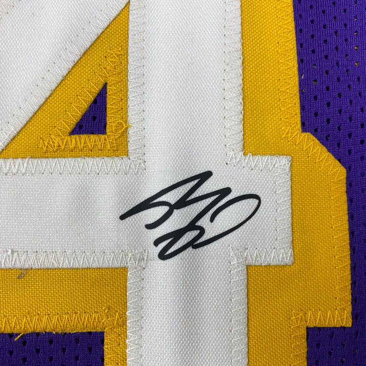 Facsimile Autographed Shaquille Shaq O'Neal Los Angeles LA Purple Reprint Laser Auto Basketball Jersey Size Men's XL