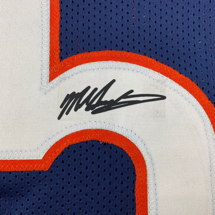 Facsimile Autographed Mike Singletary Chicago Blue Reprint Laser Auto Football Jersey Size Men's XL