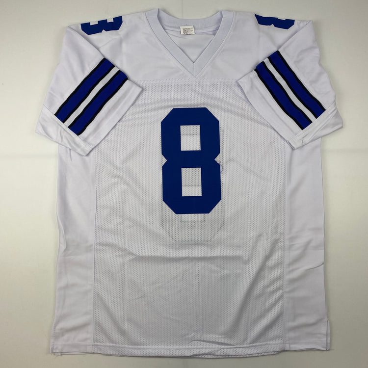 Facsimile Autographed Troy Aikman Dallas White Reprint Laser Auto Football Jersey Size Men's XL