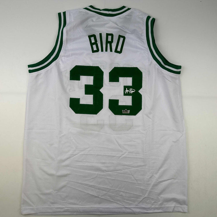 Facsimile Autographed Larry Bird Boston White Reprint Laser Auto Basketball Jersey Size Men's XL
