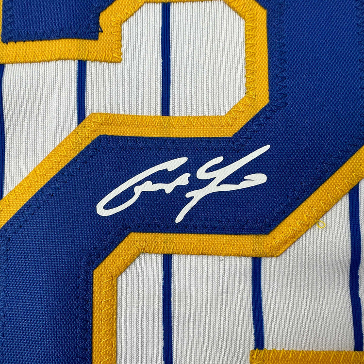 Facsimile Autographed Christian Yelich Milwaukee Pinstripe Reprint Laser Auto Baseball Jersey Size Men's XL