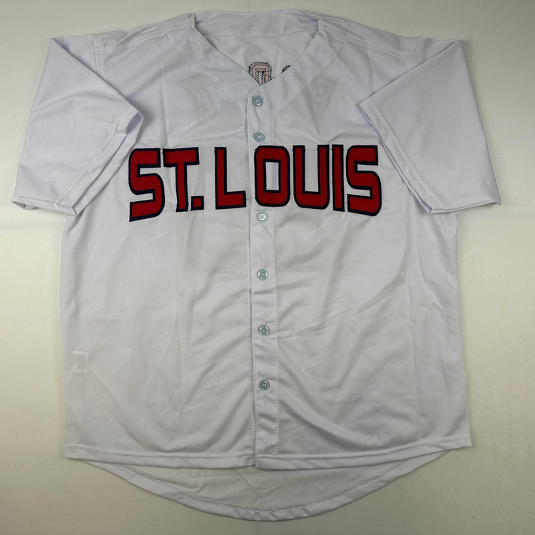 Facsimile Autographed Lou Brock St. Louis White Reprint Laser Auto Baseball Jersey Size Men's XL