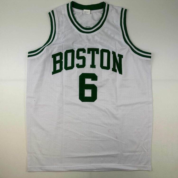 Facsimile Autographed Bill Russell Boston White Reprint Laser Auto Basketball Jersey Size Men's XL