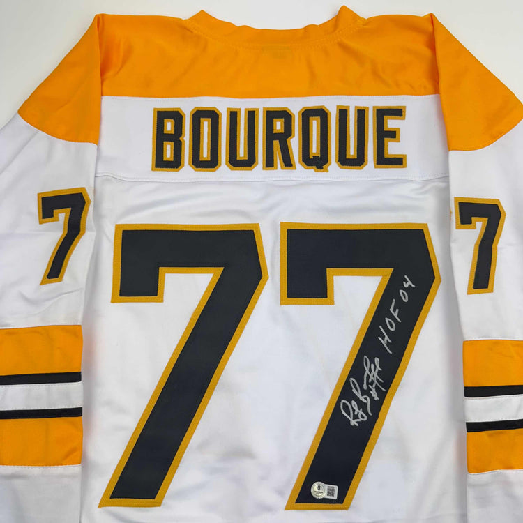 Autographed/Signed Ray Bourque Boston White Hockey Jersey JSA COA
