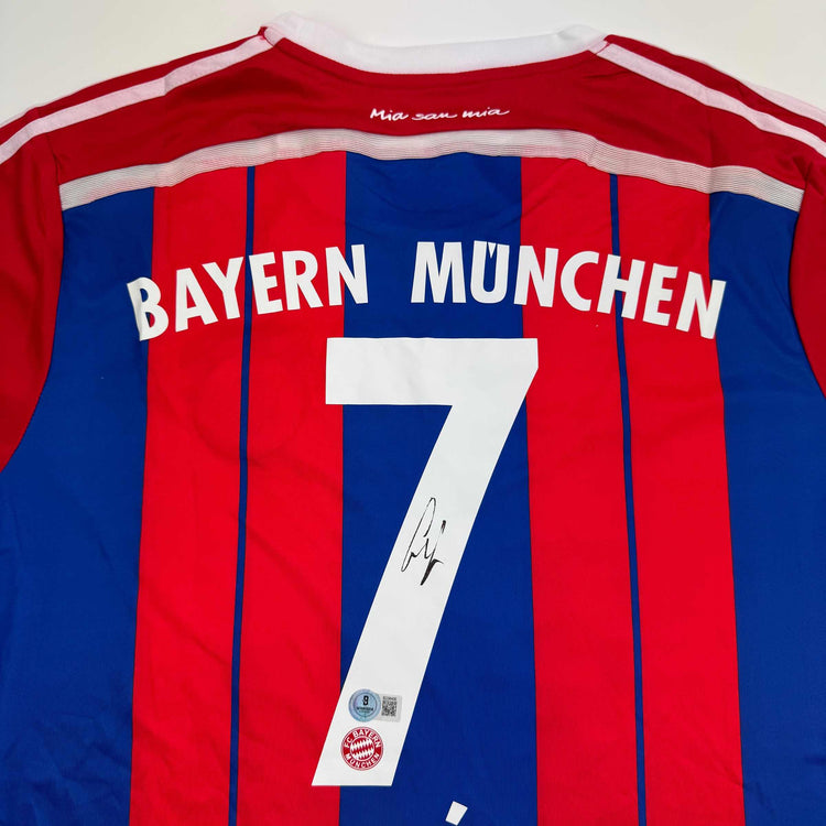 Autographed/Signed Franck Ribery FC Bayern Munich Red Soccer Futbol Jersey Beckett BAS COA