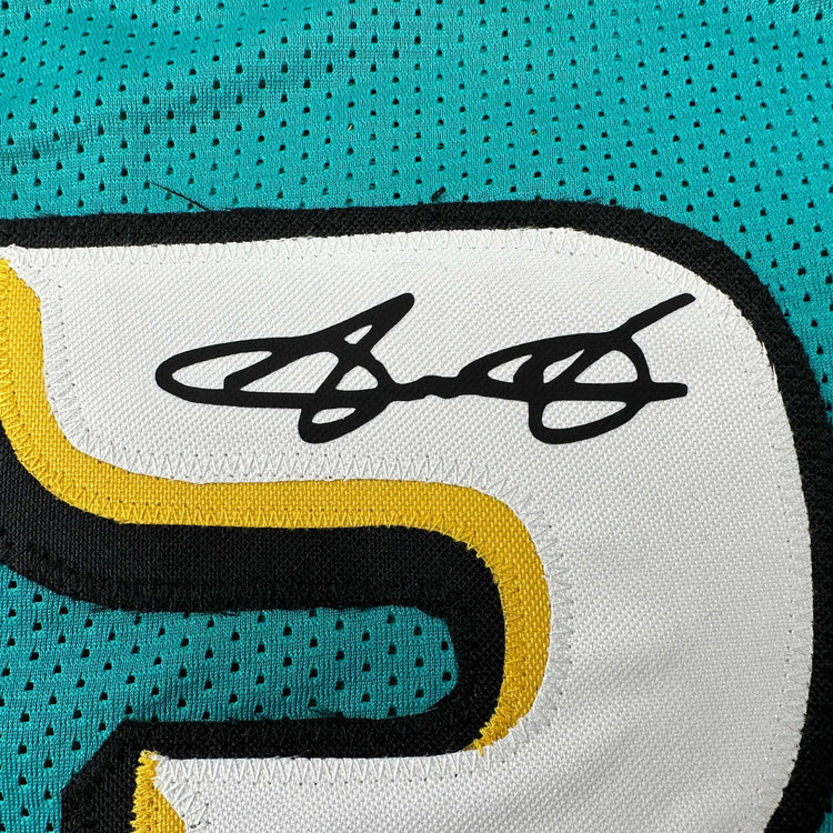 Facsimile Autographed Grant Hill Detroit Teal Reprint Laser Auto Basketball Jersey Size Men's XL