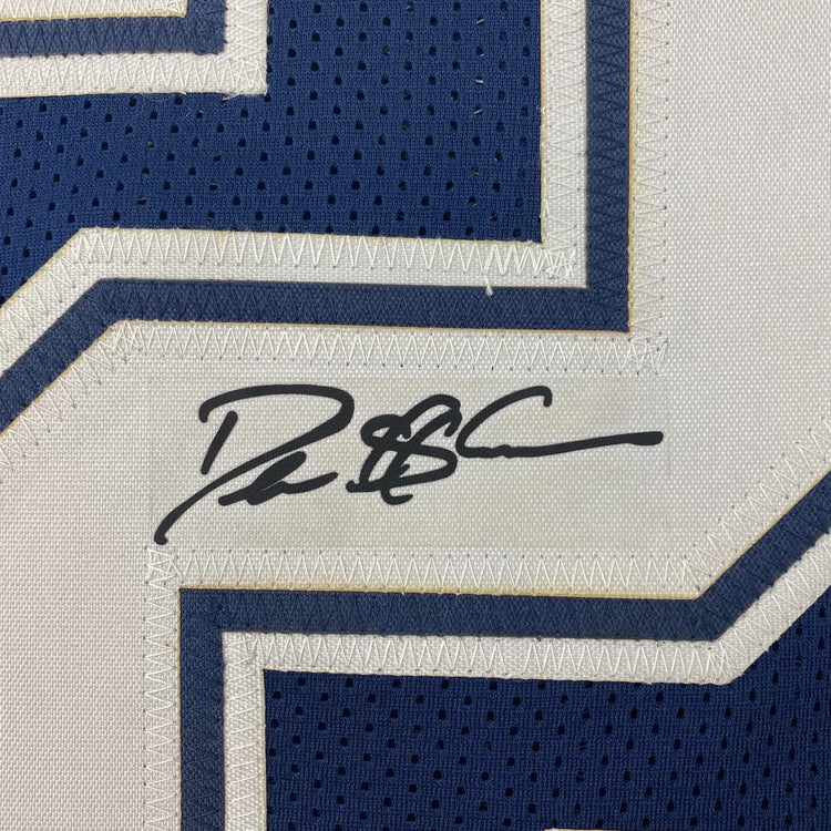 Facsimile Autographed Deion Sanders Dallas Blue Reprint Laser Auto Football Jersey Size Men's XL