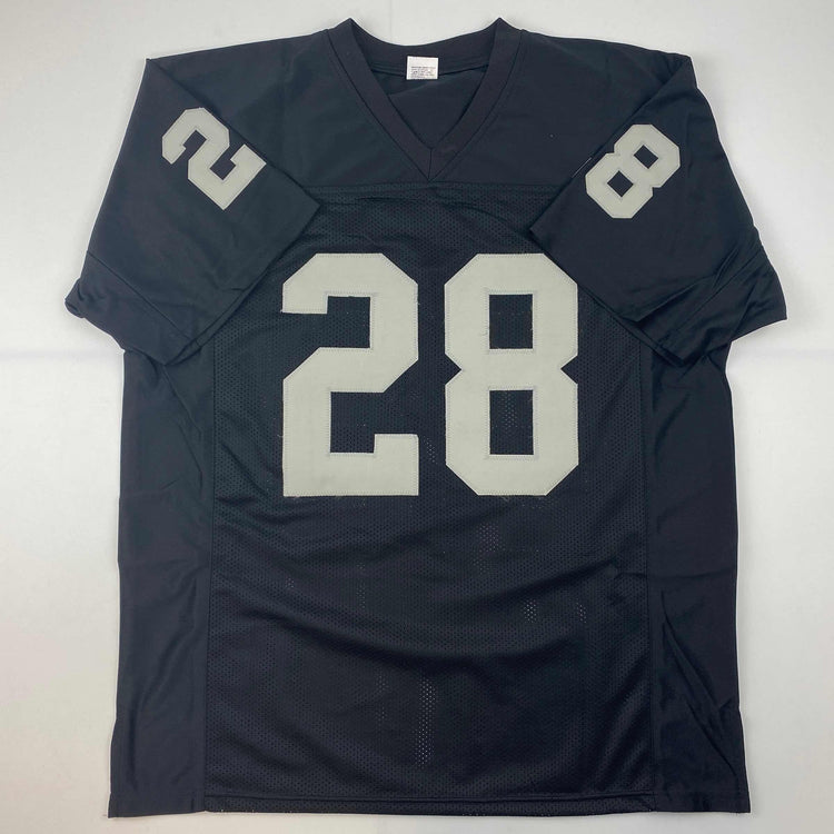 Facsimile Autographed Josh Jacobs Oakland Las Vegas Black Reprint Laser Auto Football Jersey Size Men's XL