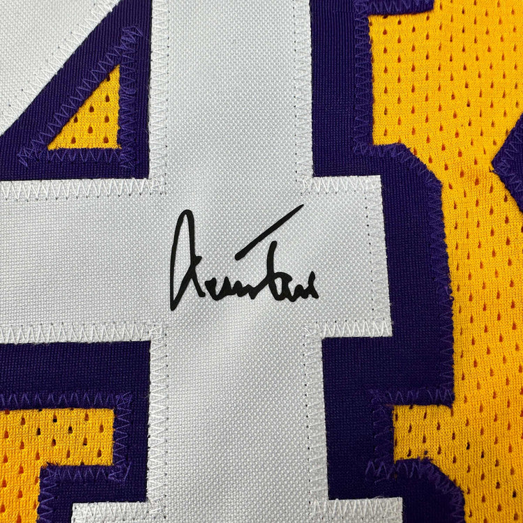 Facsimile Autographed Jerry West Los Angeles LA Yellow Reprint Laser Auto Basketball Jersey Size Men's XL