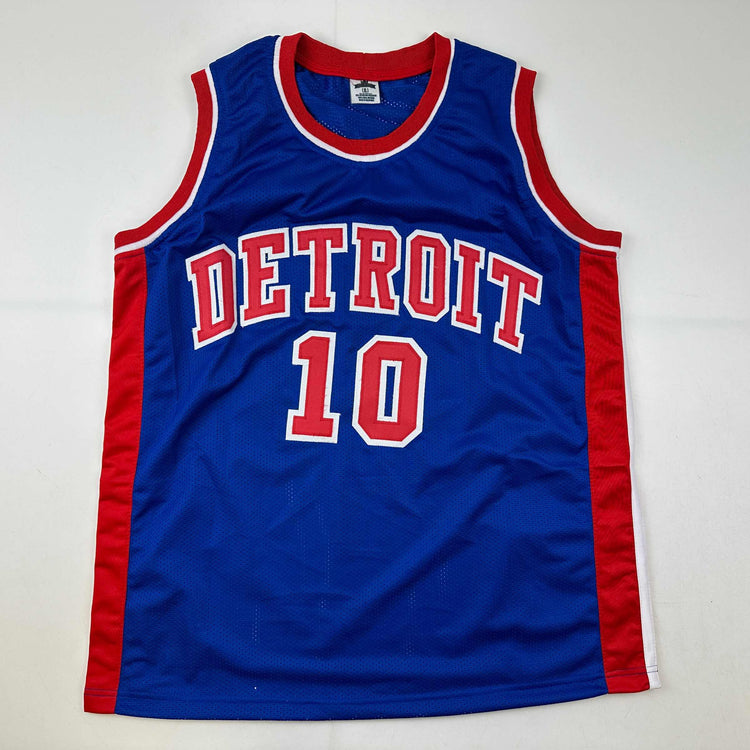 Facsimile Autographed Dennis Rodman Detroit Blue Reprint Laser Auto Basketball Jersey Size Men's XL