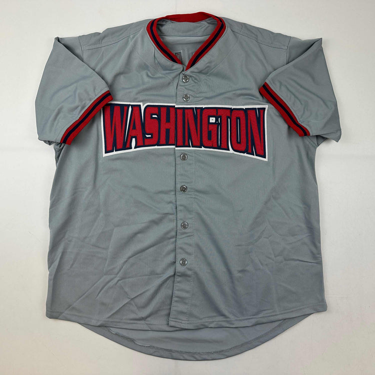 Facsimile Autographed Trea Turner Washington Grey Reprint Laser Auto Baseball Jersey Size Men's XL