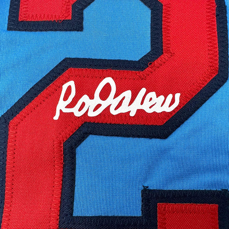 Facsimile Autographed Rod Carew Minnesota Blue Reprint Laser Auto Baseball Jersey Size Men's XL