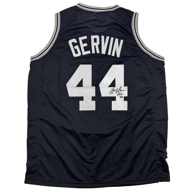 Autographed/Signed George Gervin San Antonio Black Basketball Jersey Beckett BAS COA