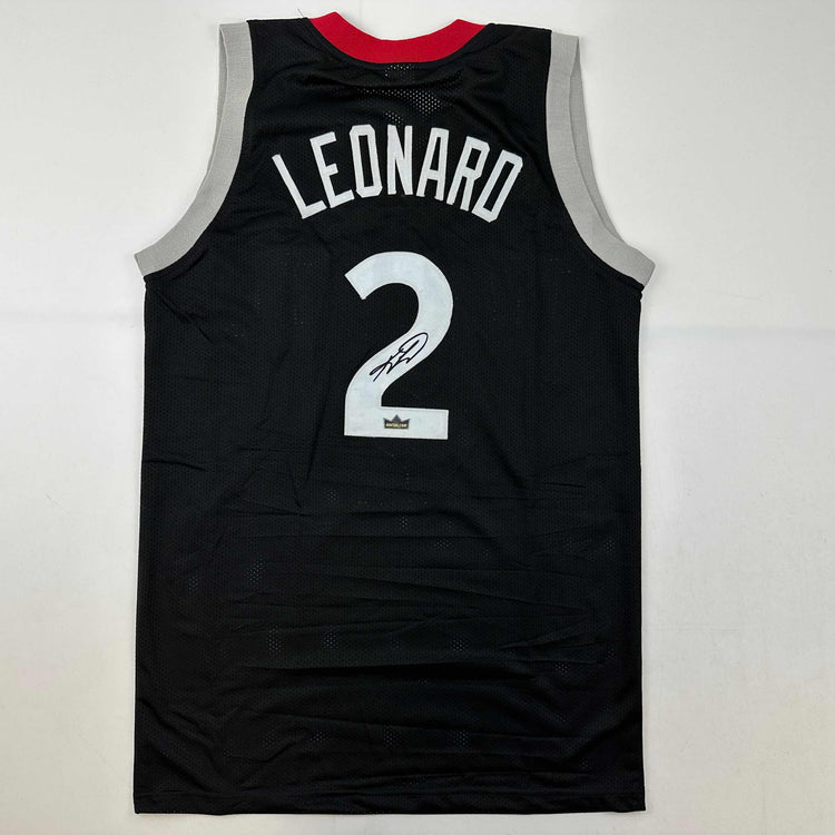 Facsimile Autographed Kawhi Leonard Toronto Black Reprint Laser Auto Basketball Jersey Size Men's XL
