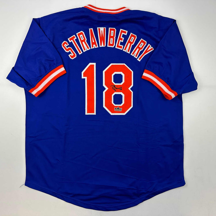 Facsimile Autographed Darryl Strawberry New York Blue Reprint Laser Auto Baseball Jersey Size Men's XL