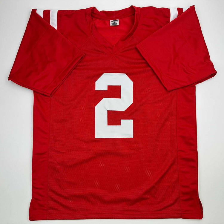 Facsimile Autographed Jaxson Dart Ole Miss Red Reprint Laser Auto College Football Jersey Size Men's XL