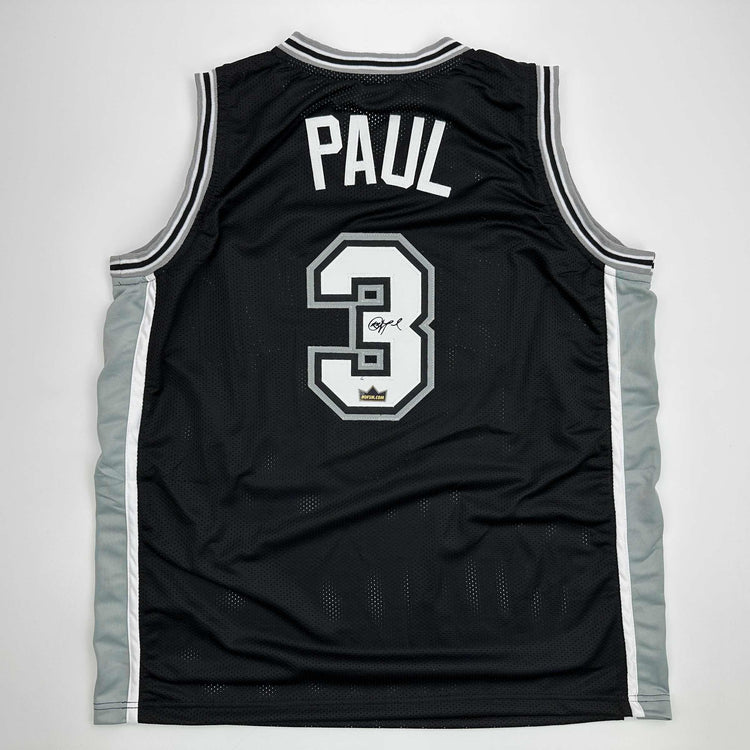 Facsimile Autographed Chris Paul San Antonio Black Reprint Laser Auto Basketball Jersey Size Men's XL