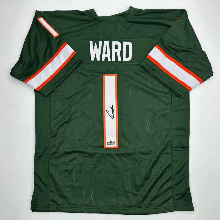 Facsimile Autographed Cameron Cam Ward Miami Green Reprint Laser Auto College Football Jersey Size Men's XL