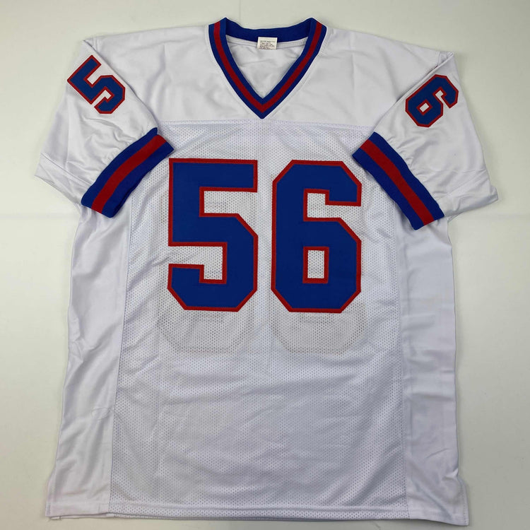 Facsimile Autographed Lawrence Taylor New York White Reprint Laser Auto Football Jersey Size Men's XL