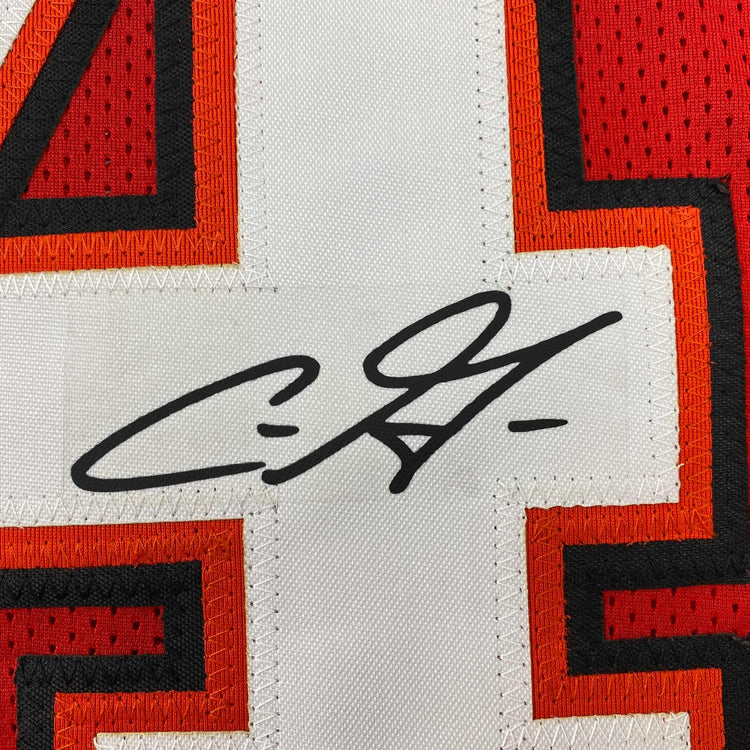 Facsimile Autographed Chris Godwin Tampa Bay Red Reprint Laser Auto Football Jersey Size Men's XL