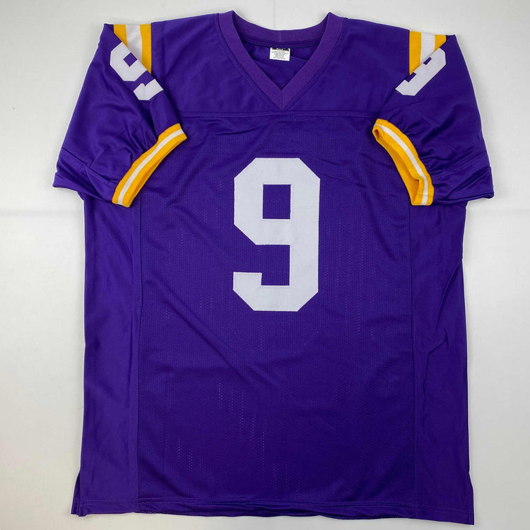 Facsimile Autographed Joe Burrow Purple Reprint Laser Auto College Football Jersey Size Men's XL