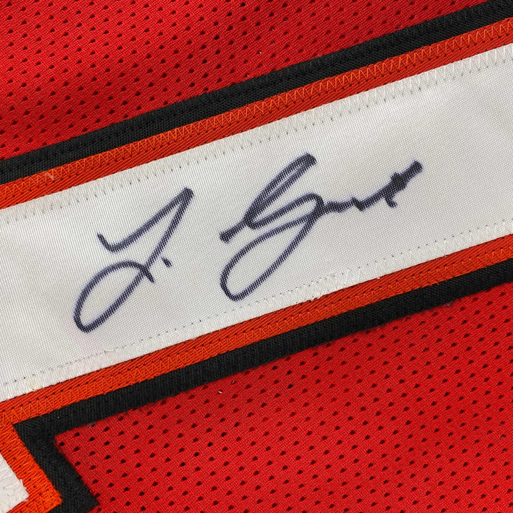 Autographed/Signed Leonard Fournette Tampa Bay Red Football Jersey JSA COA