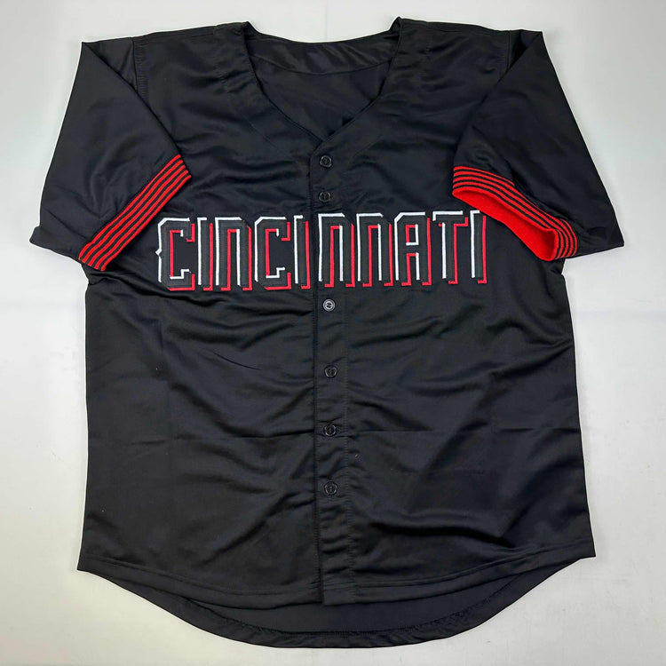 Facsimile Autographed Elly De La Cruz Cincinnati Black City Connect Reprint Laser Auto Baseball Jersey Size Men's XL