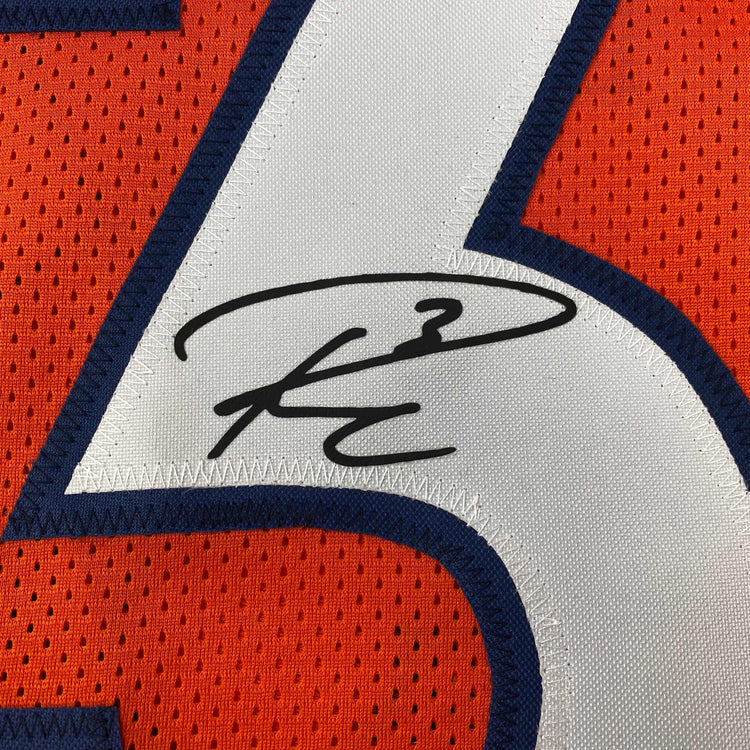Facsimile Autographed Russell Wilson Denver Orange Reprint Laser Auto Football Jersey Size Men's XL