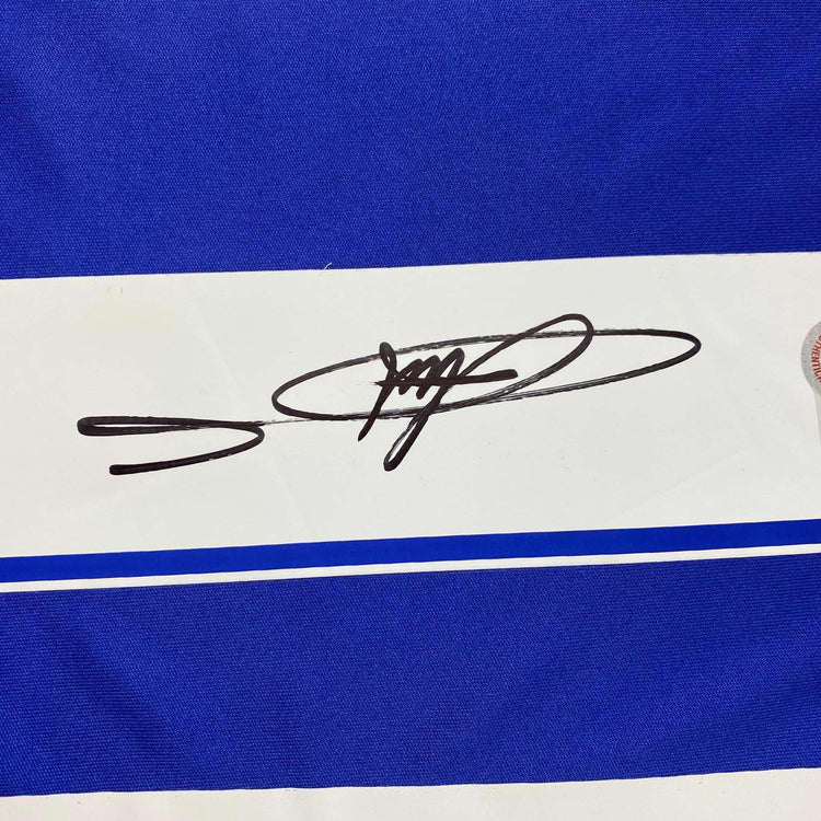 Autographed/Signed Didier Drogba Chelsea FC Blue Soccer Futbol Jersey Beckett BAS COA