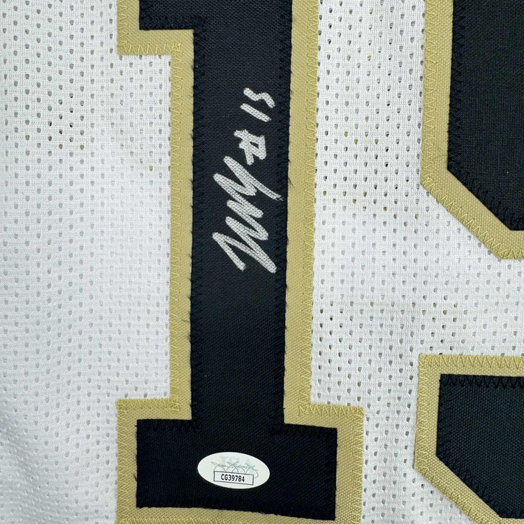 Autographed/Signed Zach Edey Purdue White College Basketball Jersey JSA COA