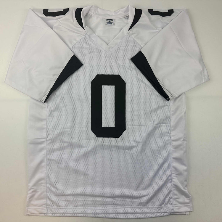 Autographed/Signed Calvin Ridley Jacksonville White Football Jersey Beckett BAS COA