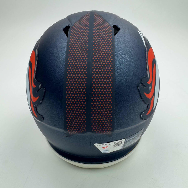 Autographed/Signed Bo Nix Denver Broncos Football Mini Helmet Fanatics COA