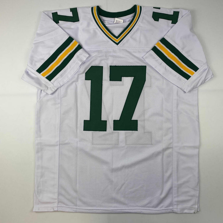 Facsimile Autographed Davante Adams Green Bay White Reprint Laser Auto Football Jersey Size Men's XL