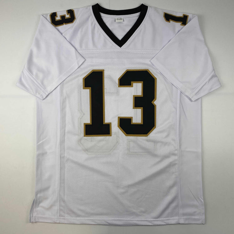 Facsimile Autographed Michael Thomas New Orleans White Reprint Laser Auto Football Jersey Size Men's XL
