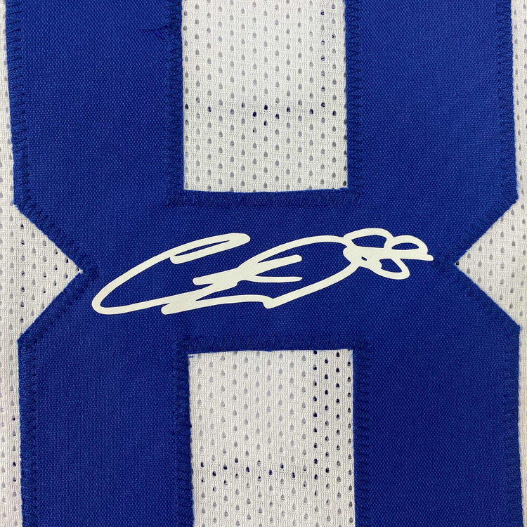Facsimile Autographed CeeDee Lamb Dallas White Reprint Laser Auto Football Jersey Size Men's XL