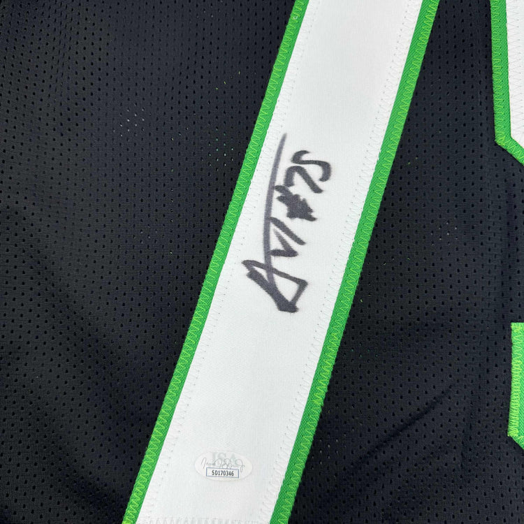 Autographed/Signed Alijah Vera-Tucker New York Black Football Jersey JSA COA
