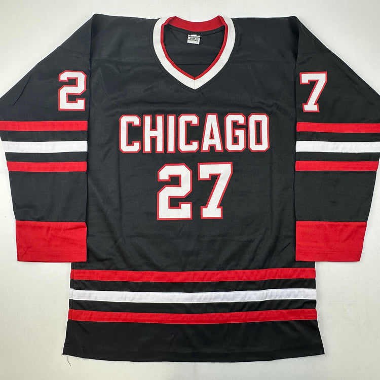 Autographed/Signed Jeremy Roenick Chicago Black Hockey Jersey JSA COA