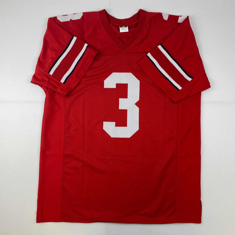Facsimile Autographed Michael Thomas Ohio State Red Reprint Laser Auto College Football Jersey Size Men's XL