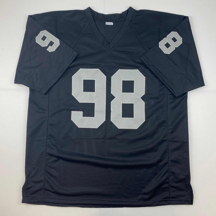 Facsimile Autographed Maxx Crosby Oakland Las Vegas Black Reprint Laser Auto Football Jersey Size Men's XL
