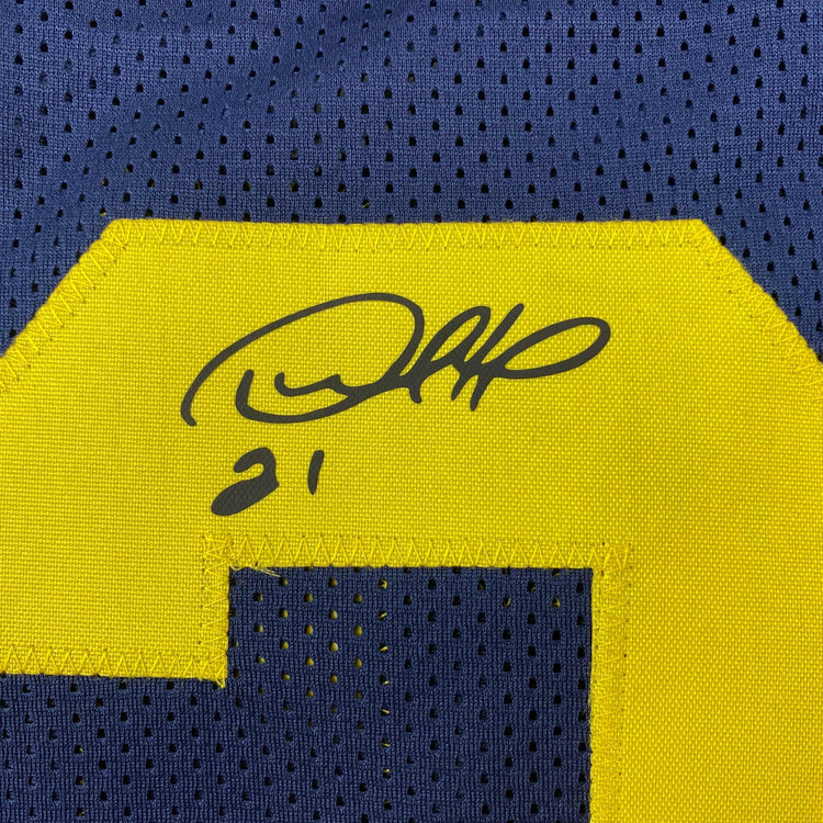 Facsimile Autographed Desmond Howard Michigan Blue Reprint Laser Auto College Football Jersey Size Men's XL