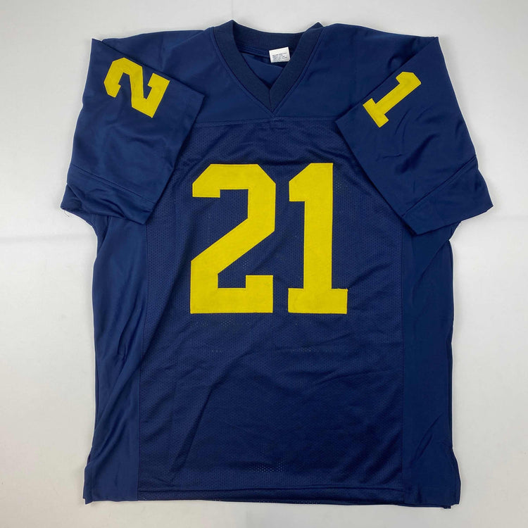 Facsimile Autographed Desmond Howard Michigan Blue Reprint Laser Auto College Football Jersey Size Men's XL