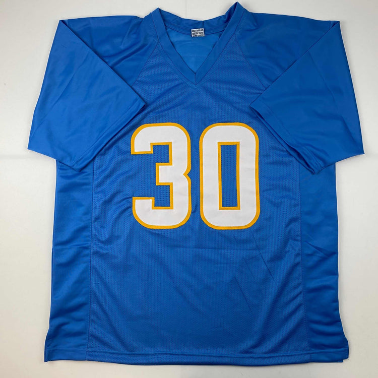 Facsimile Autographed Austin Ekeler Los Angeles LA Powder Blue Reprint Laser Auto Football Jersey Size Men's XL