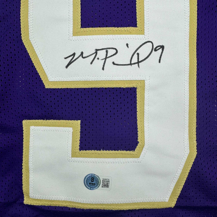 Autographed/Signed Michael Penix Jr. Washington Huskies Purple College Football Jersey Beckett BAS COA