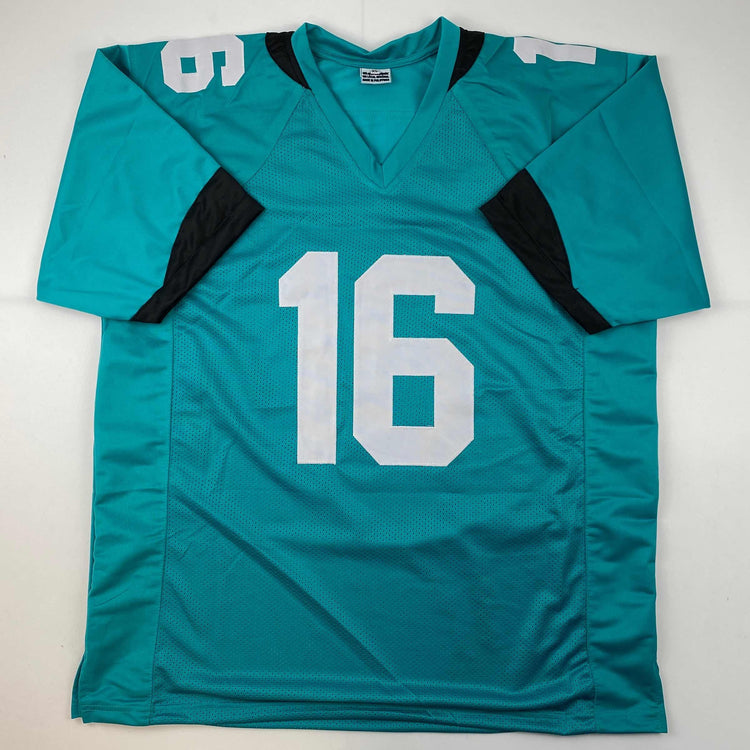 Facsimile Autographed Trevor Lawrence Jacksonville Teal Reprint Laser Auto Football Jersey Size Men's XL