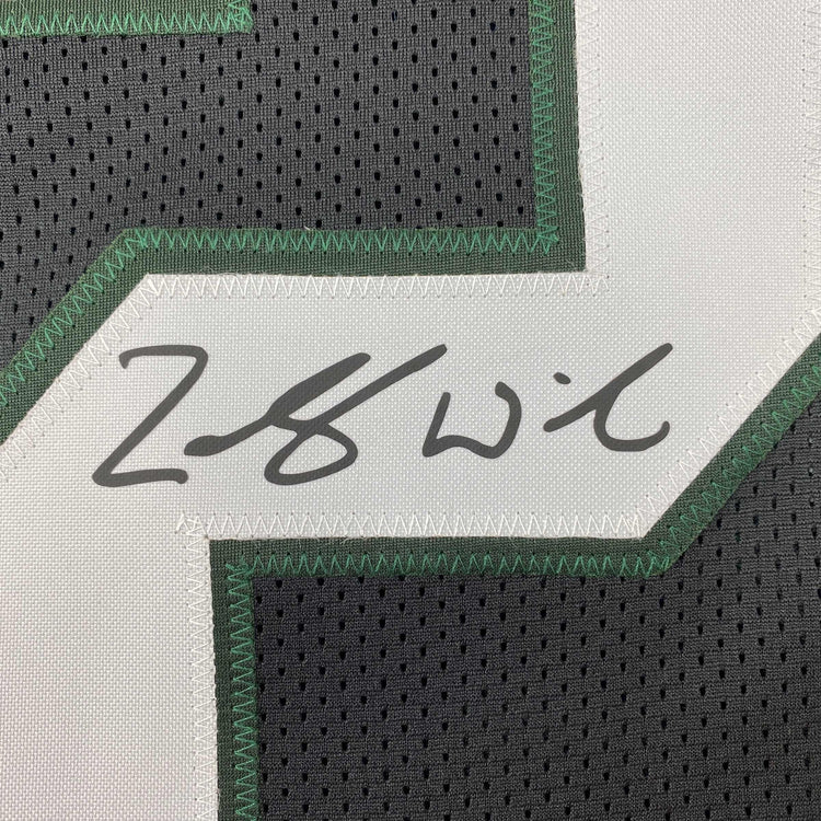 Facsimile Autographed Zach Wilson New York Black Reprint Laser Auto Football Jersey Size Men's XL