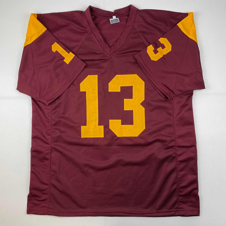 Facsimile Autographed Caleb Williams USC Maroon Reprint Laser Auto College Football Jersey Size Men's XL