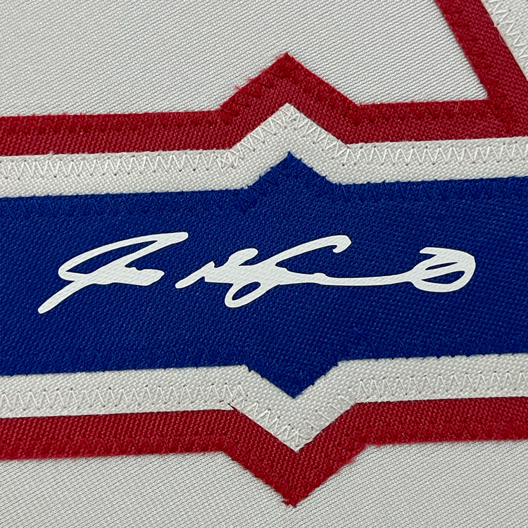 Framed Facsimile Autographed Ivan Rodriguez Pudge 35x39 Texas White Reprint Laser Auto Baseball Jersey