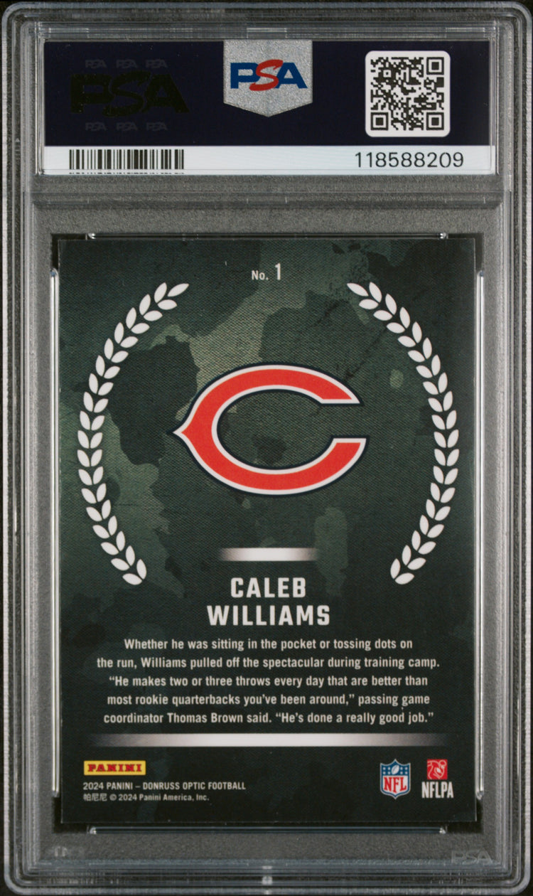 Graded 2024 Panini Donruss Optic Caleb Williams #1 Rookie Recruits Rookie RC Football Card PSA 10 Gem Mint