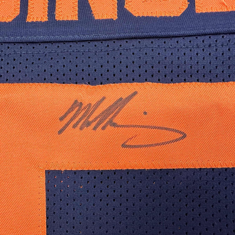 Framed Autographed/Signed Mike Singletary 35x39 Chicago Retro Blue Color Rush Football Jersey JSA COA